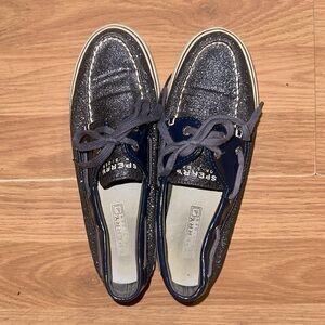 Blue Sparkly Sperry Top Sider W 6.5